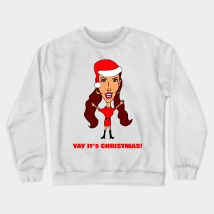 Cartoon Woman Fashionista Santa Hat Christmas Crewneck Sweatshirt